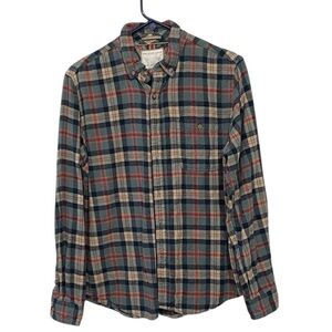 Denim & Flower Ricky Singh Flannel Button Down Shirt Blue Red Plaid Size Medium